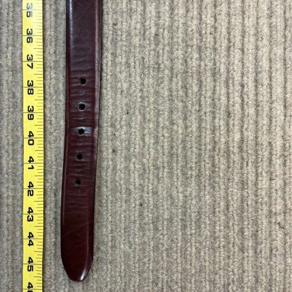 Fossil Mens Burgundy Mahogany Leather Belt Silver Buckle Modern Vintage 38 40